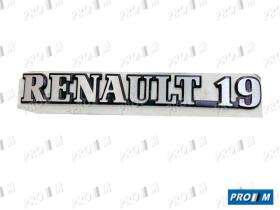 Renault Clásico ANAR19M - Anagrama trasero aluminio "Renault 19"